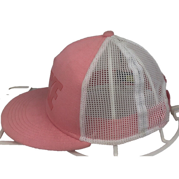 Vintage Nike Snapback Truckers Hat Mesh Back Block Letters Pink Cap #56323 Nice - Picture 2 of 12